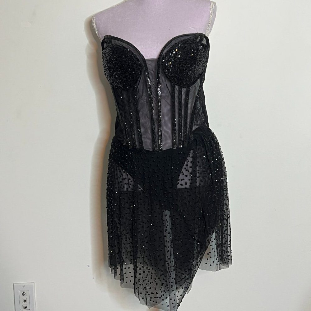 Black Sparkles Mini Dress
